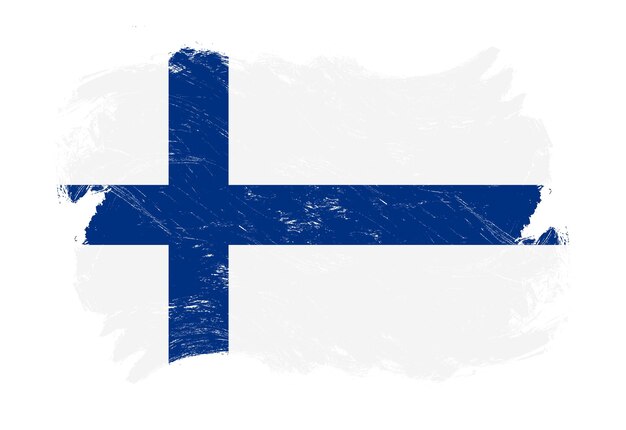 Finland vlag op noodlijdende grunge witte penseelstreek achtergrond