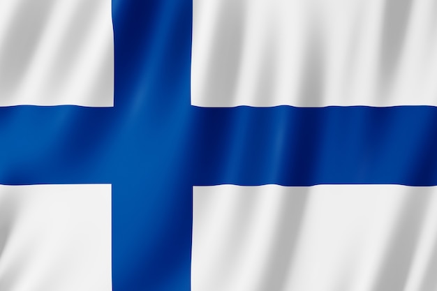 Foto finland vlag zwaaien in de wind.