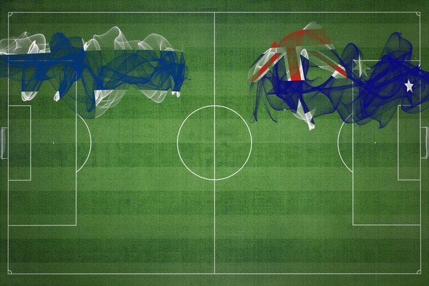 Finland vs Australia Soccer Match national colors national flags soccer field football game Competition concept Copy space