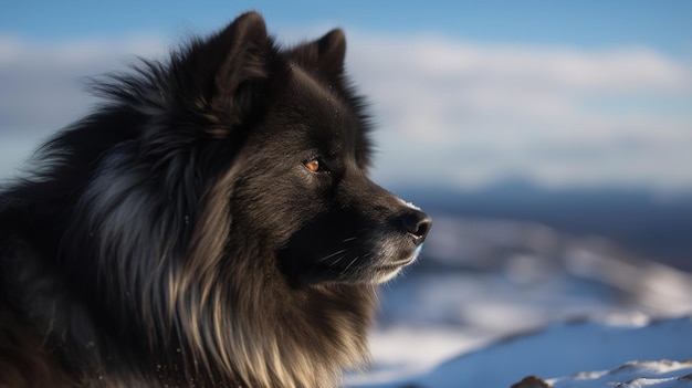 핀란드 Lapphund39s 북극 툰드라에 대한 고요한 시선