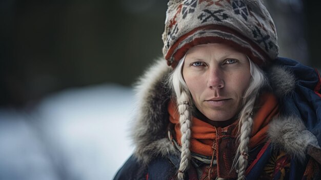 Photo a finnish man in traditional sami clothing