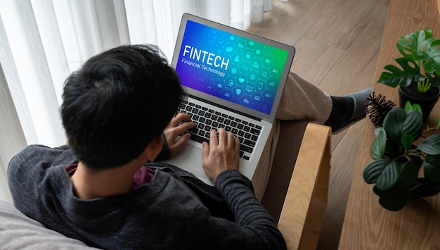 Software di tecnologia finanziaria fintech per affari alla moda