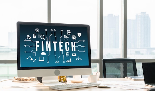 Foto fintech financiële technologiesoftware voor moderne bedrijven