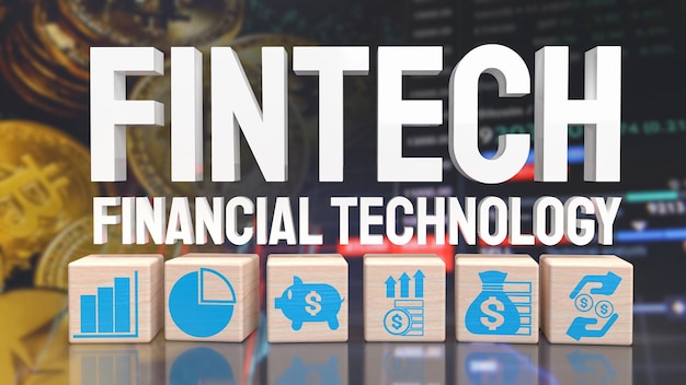 Foto la parola fintech sul background aziendale per il rendering 3d del concetto di tecnologia