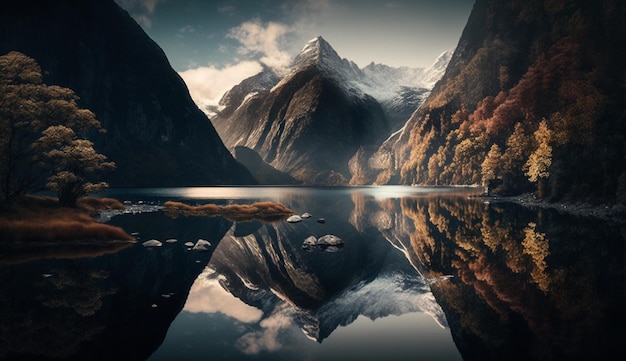 Fiordland national park new zealand mountain photography image Ai generated art