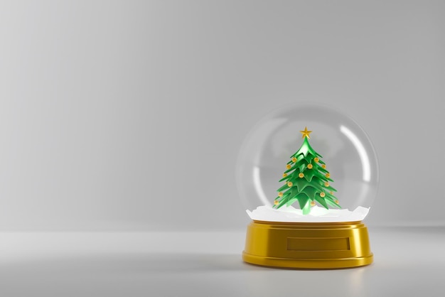 A fir in the Christmas tree globe on white background 3d illustration