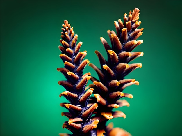 Fir cone on painted backdrop knolling realistic Kodachrome color Generative AI Generated