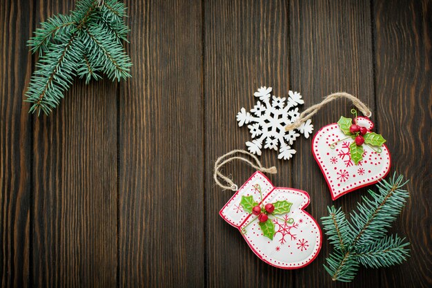  Fir-tree branches, different tree toys with Christmas ornament  