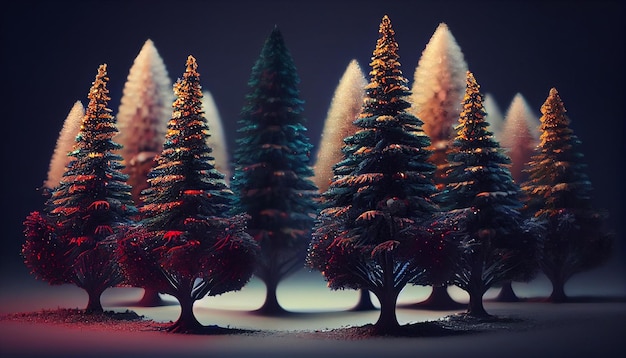 Fir trees in the snowgenerative ai