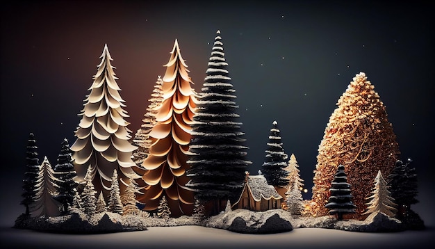 Fir trees in the snowgenerative ai