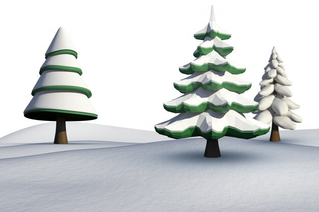 Fir trees on snowy landscape