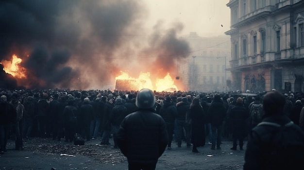 Огонь и анархия во время митинга Генеративный ИИ