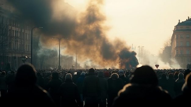 Огонь и анархия во время митинга Генеративный ИИ