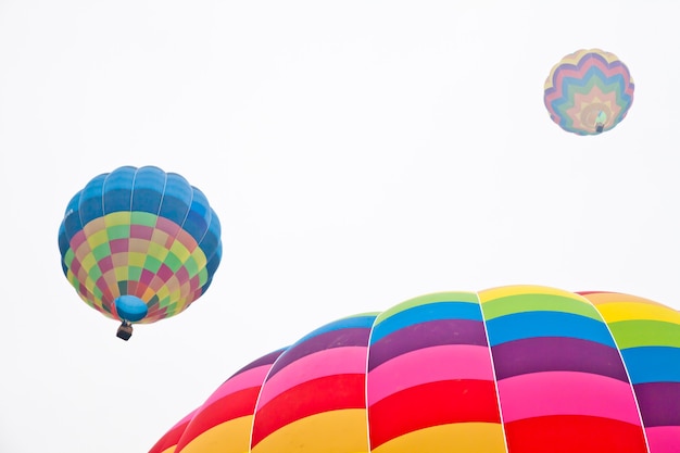 Fire balloon during a foggy day on white background