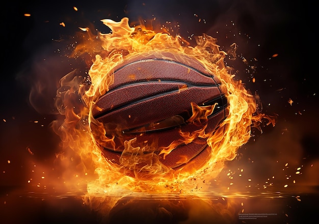 A Fire Basketball with Sparks