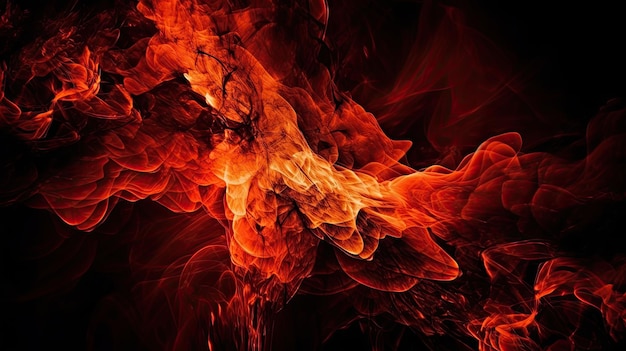 A fire on a black background