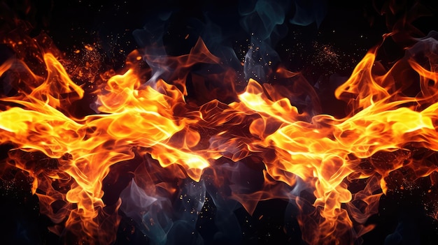 A fire on a black background