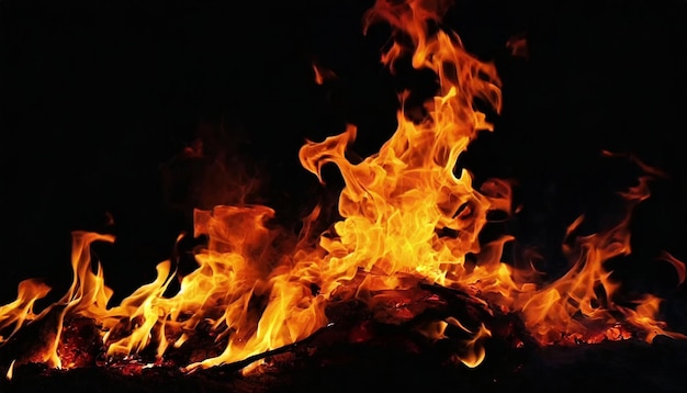 fire on a black background