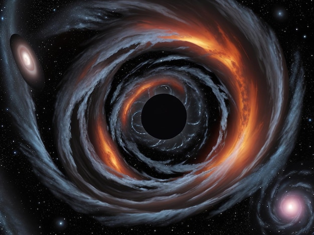 Photo a fire in a black hole with a fire in the center