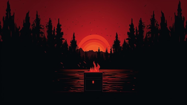 Fire Box in Night Minimal Poster Design