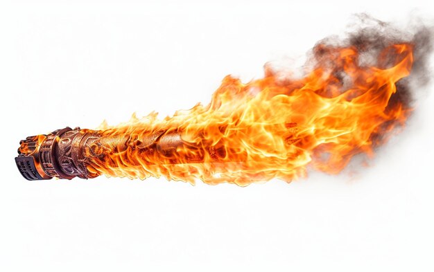 Foto fire breather39s torch op witte achtergrond in 8k realisme