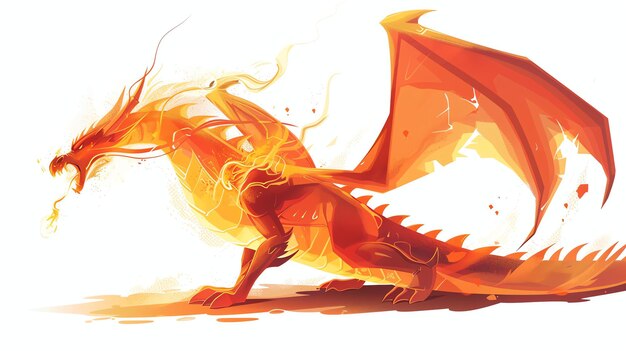 Fire breathing dragon Digital painting