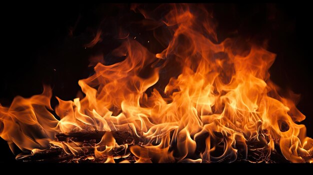 Фото Огонь, горящий на черном фоне абстрактный огонь красивое изображение огня пламя на черном