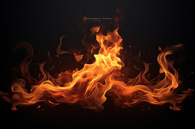 Fire burning flames isolated on black background