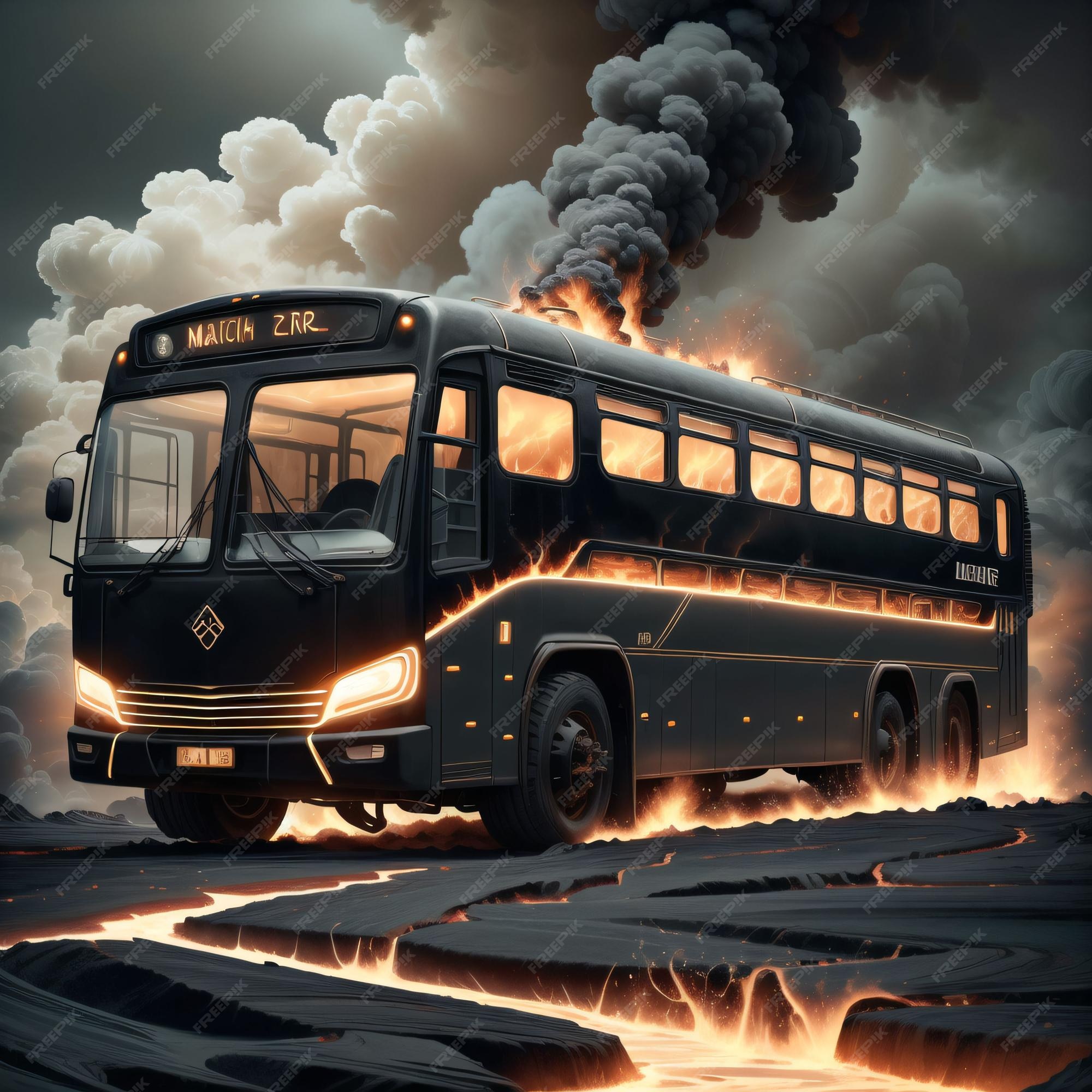 Premium AI Image Fire bus