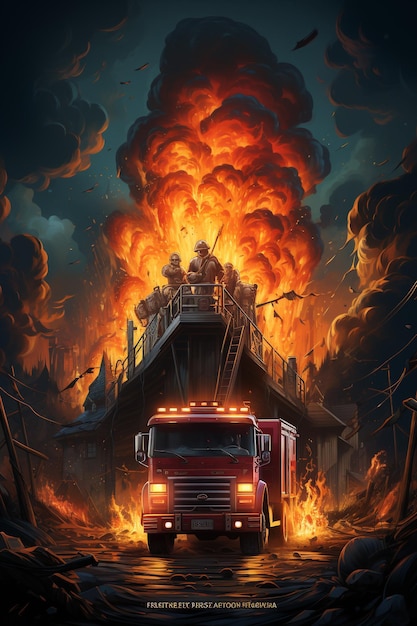 Photo fire cartoon poster