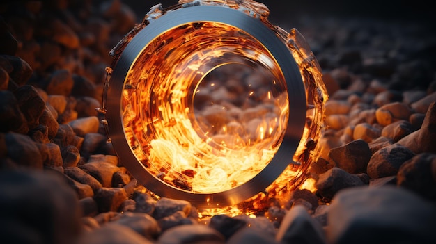 the fire in the center of the circle is a fire that is burning