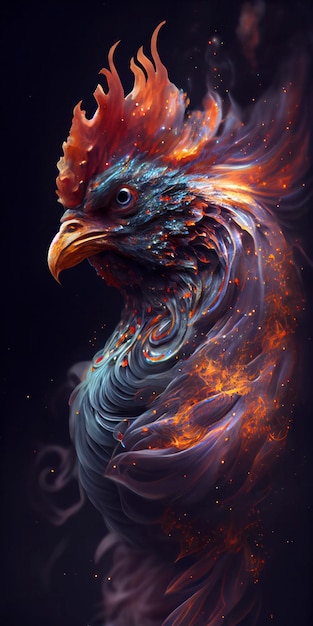 A fire chicken with flames and flames