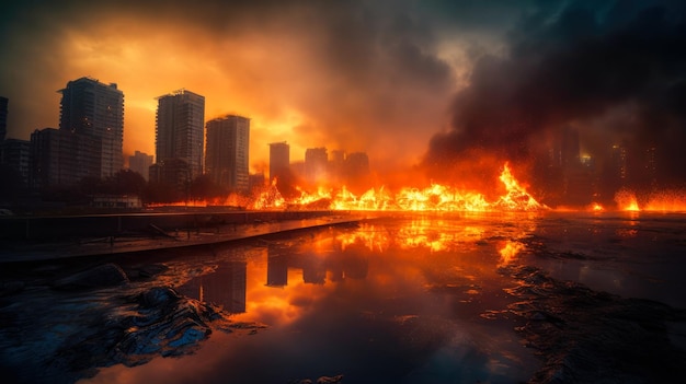 A fire in the city of paris