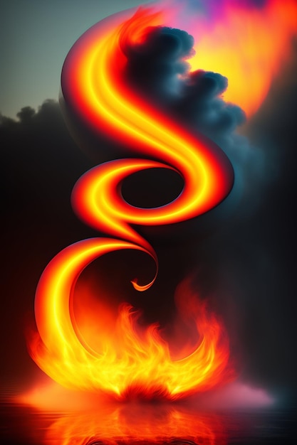 Fire and Colorful Smoke on a Black Background