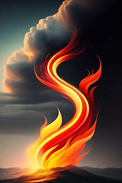 Fire and Colorful Smoke on a Black Background