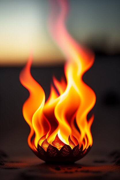 Fire and Colorful Smoke on a Black Background