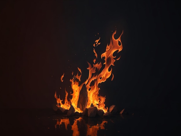 Fire on dark background