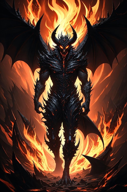 Fire demon with wings