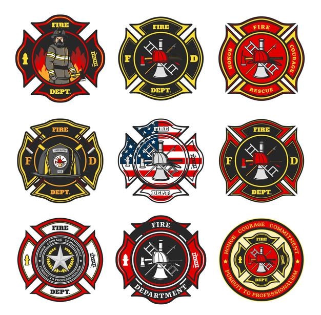 Fire department badges firefighter team emblems