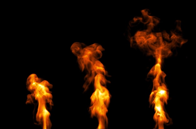 Fire Design on Black Background. Close-up. 3d illustration.