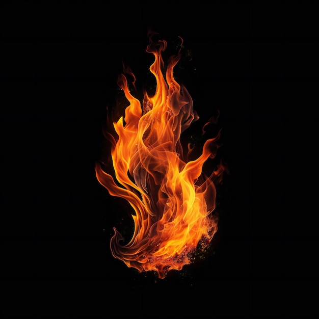 주황색 불꽃과 검정색 배경이 있는 화재 디자인 요소