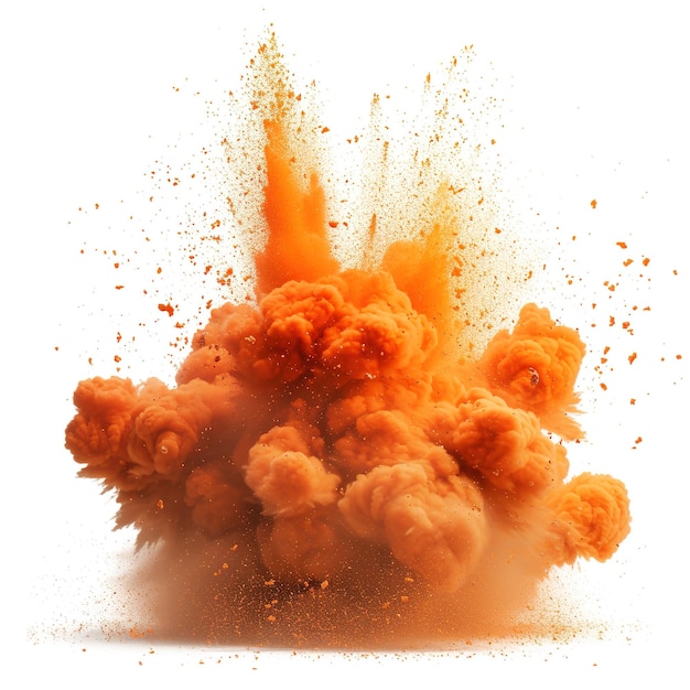 Photo fire and dust explosion on white background earthquake and disaster concept