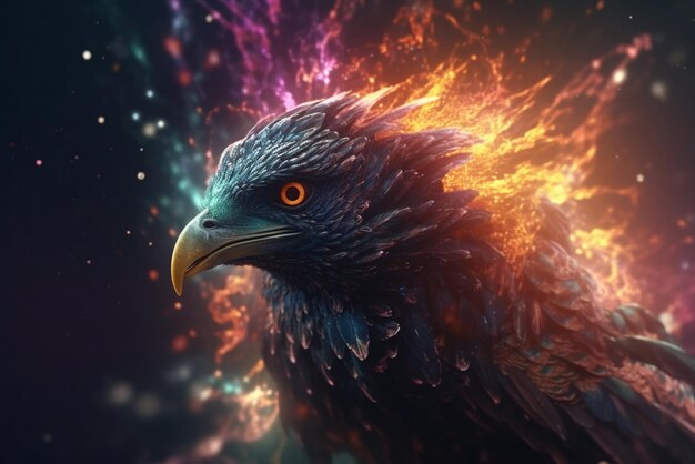 Photo a fire eagle with a black background