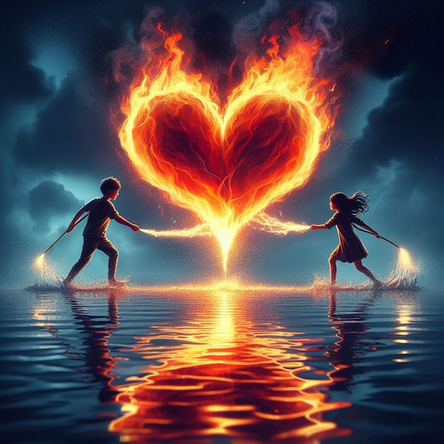 A Fire Effect Heart shape for Valentines Day