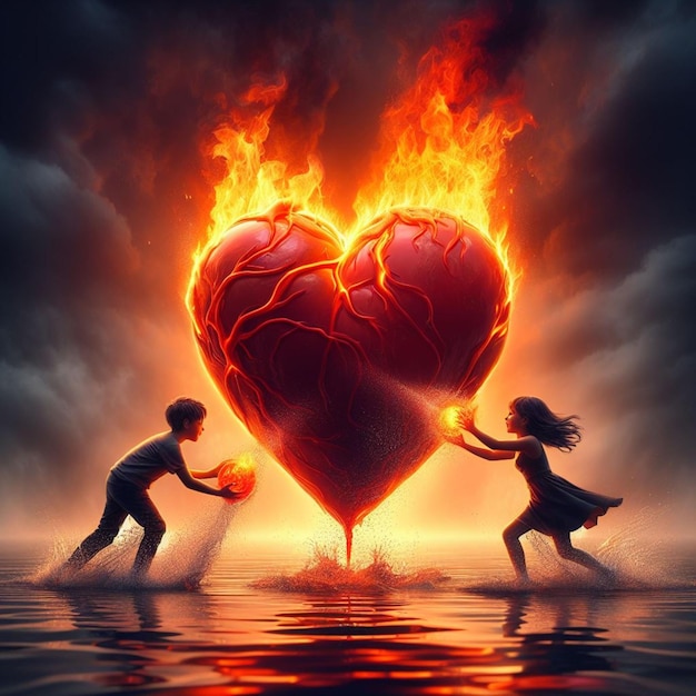 Premium Photo | A Fire Effect Heart shape for Valentines Day