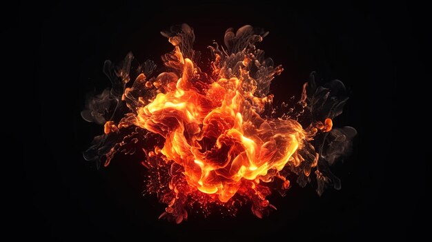 fire effect on an isolated black background VFX