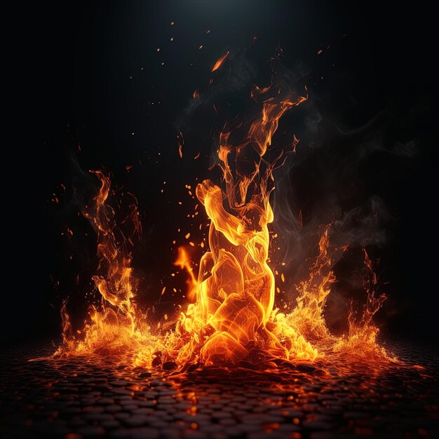 fire effect on an isolated black background VFX