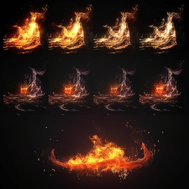 Photo fire effect on an isolated black background vfx