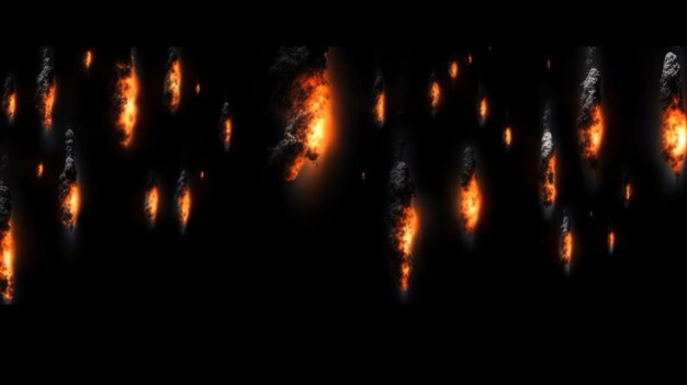 Foto effetto fuoco su uno sfondo nero isolato vfx