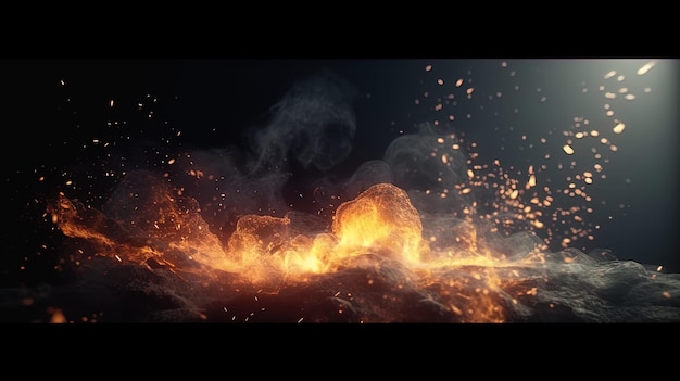 Foto effetto fuoco su uno sfondo nero isolato vfx